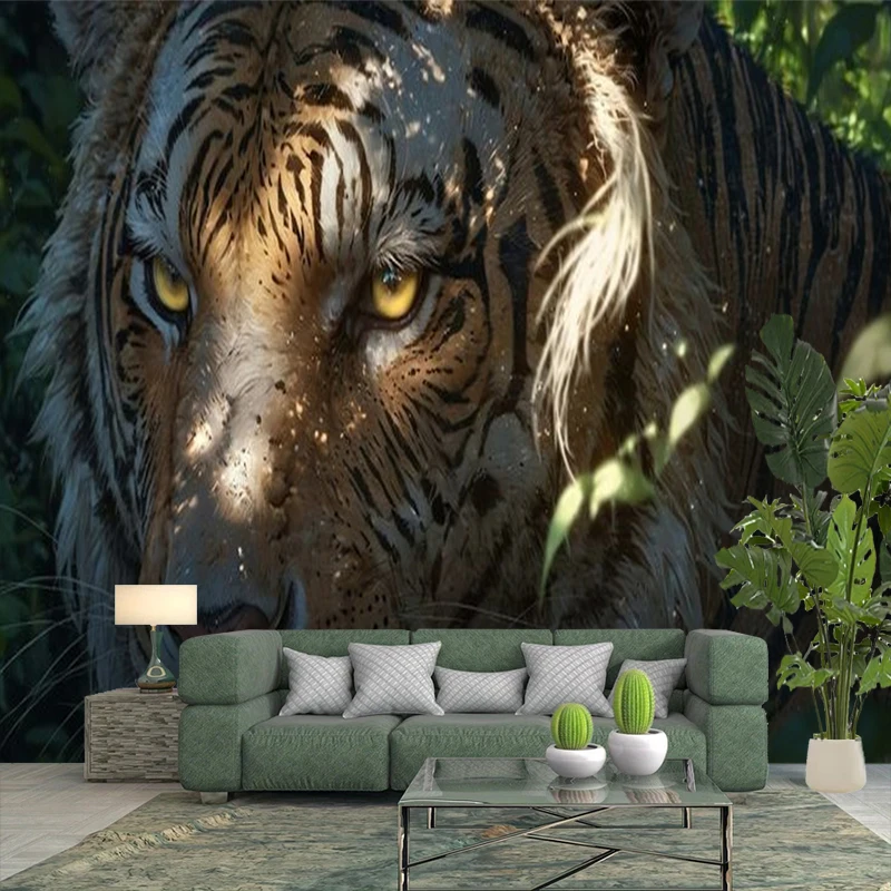 1PC Tiger Eyes Jungle Close Up View Print Backdrop Banner, Bedroom Living Room Photo Background, Polyester, Home Decor, Wall Art