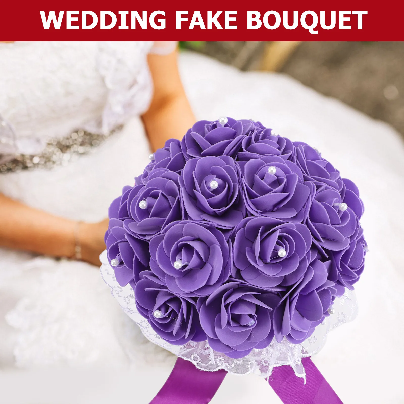 

Wedding Bouquet Bridal Flower Bouquets Lace Ornament for Bride Bridesmaids Flower Wedding Supplies Engagement Parties