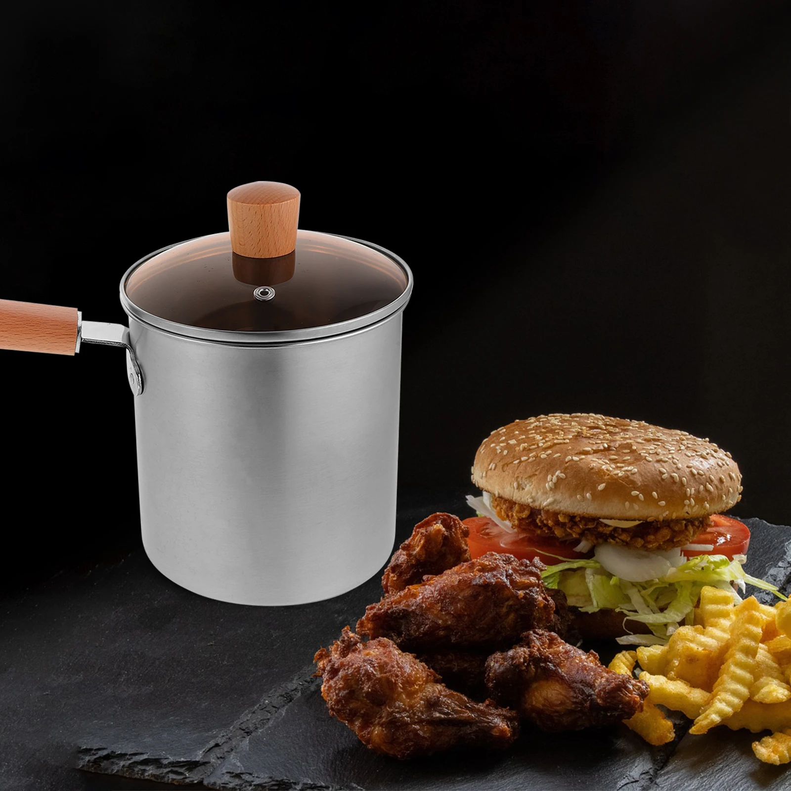 

1pc Stainless Steel Deep Small Oil Fryer Anti-Scalding Fry Pan For Chips Chicken Home Use Easy Clean Household Frying Pot