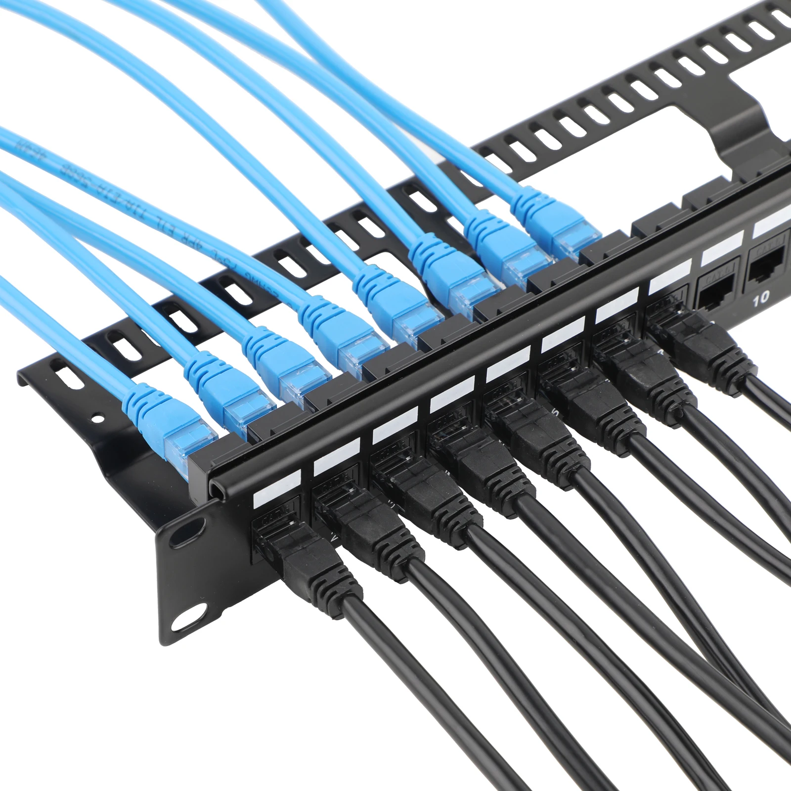 24/48 Port Patch Panel with Cat6 Coupler Keystone 1U/2U 19 inch Rackmount or Wall Mount RJ45 Ethernet Patch Panel