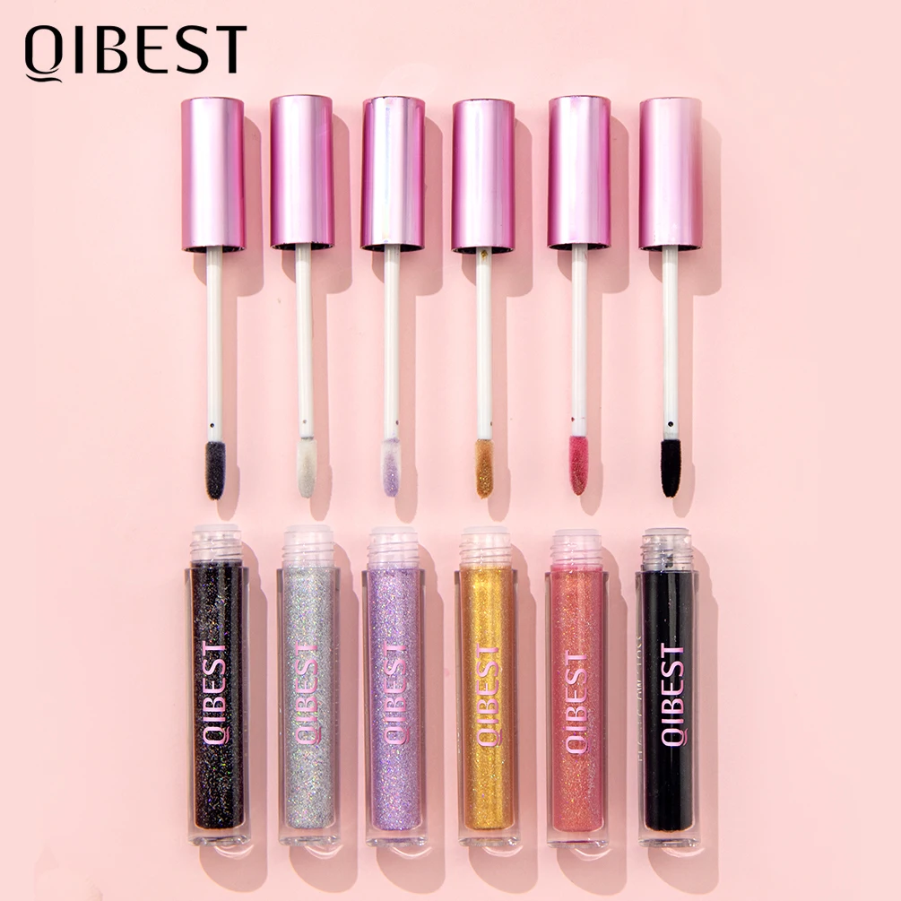 QIBEST Pearly Shiny Glitter Diamond Liquid Lipstick Women Waterproof Dual-use Lasting Lip Gloss Eye Shadow Charming Lips Makeup