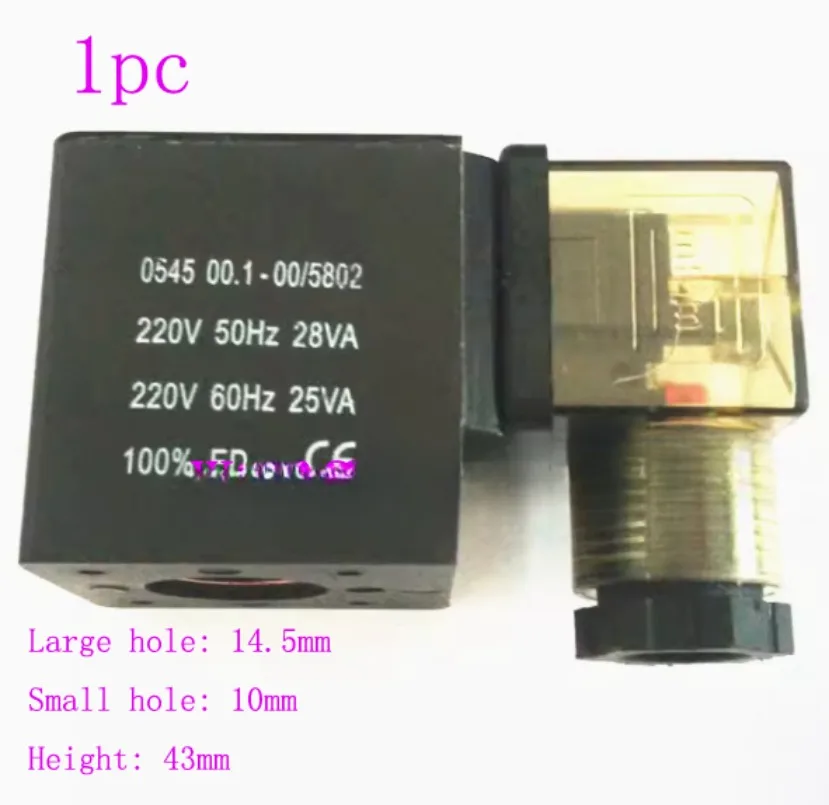 Bobina de válvula solenoide 0545, 00,1-00/5802, BV5802, Agujero interior de 14,5 MM, altura de 43mm, 1 unidad