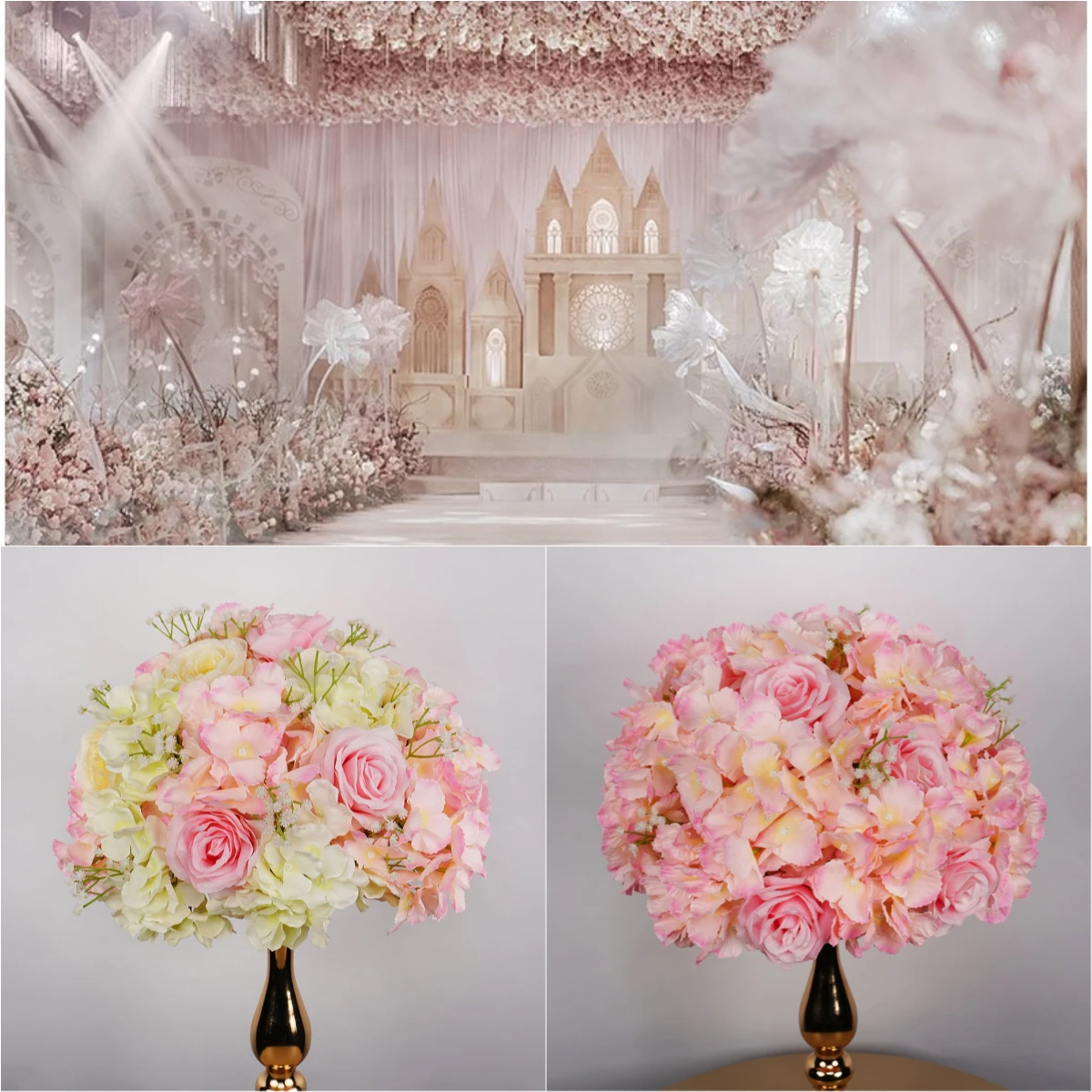 

Pink Rose Wedding Artificial Flower Ball Table Centerpiece for Event Wedding Decor Road Lead Flower Arrangement Bouquet Props