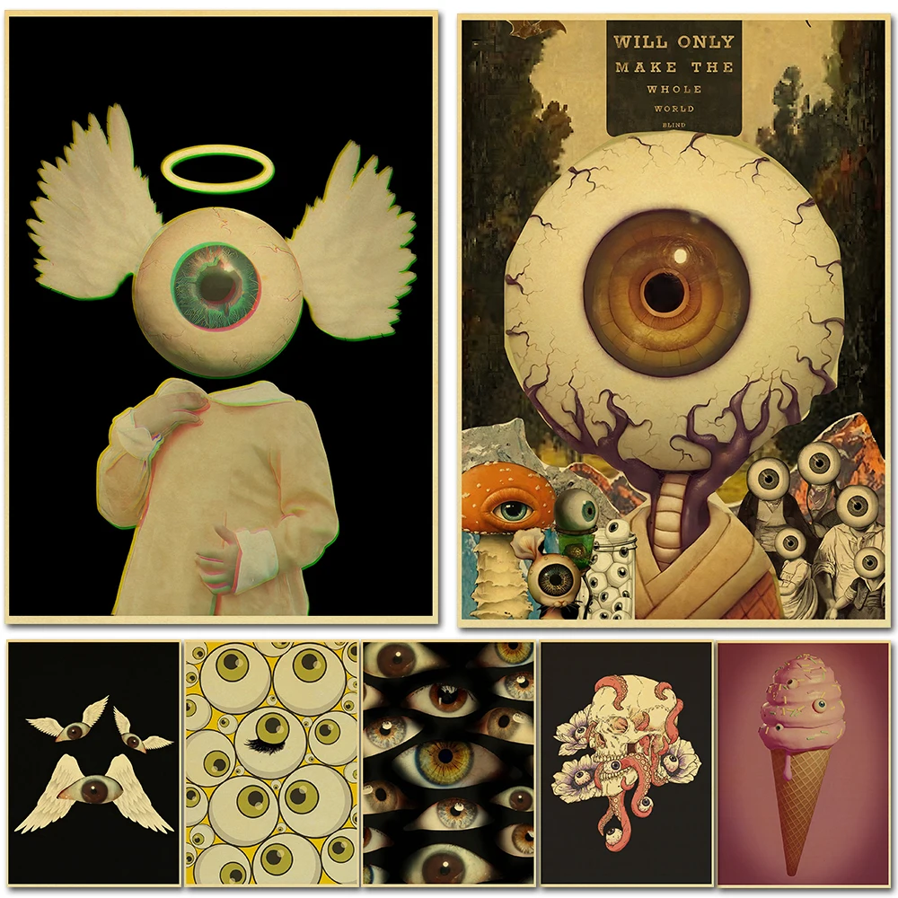 Ins Eyeballs Eye Cool Poster, Wall Chart Prints, Home Living Room Decor, Arte do quarto, Bar, Cafe Pictures, Pintura de parede sem moldura