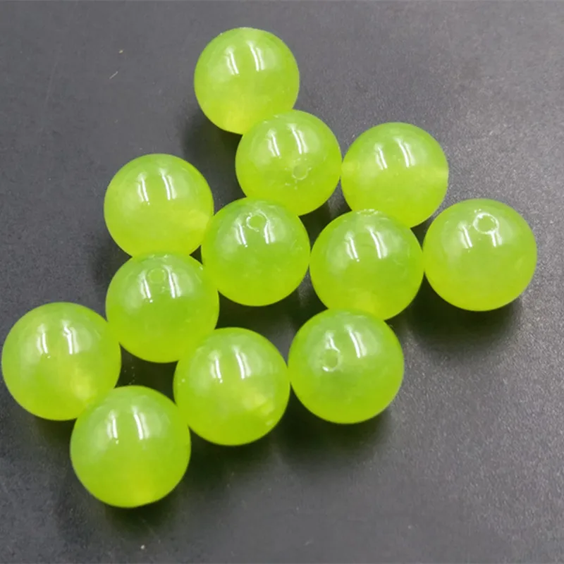 100pcs/set Green Pure Natural Jade Grinding Jade Ice Light Green Jade Round Beads Loose Beads