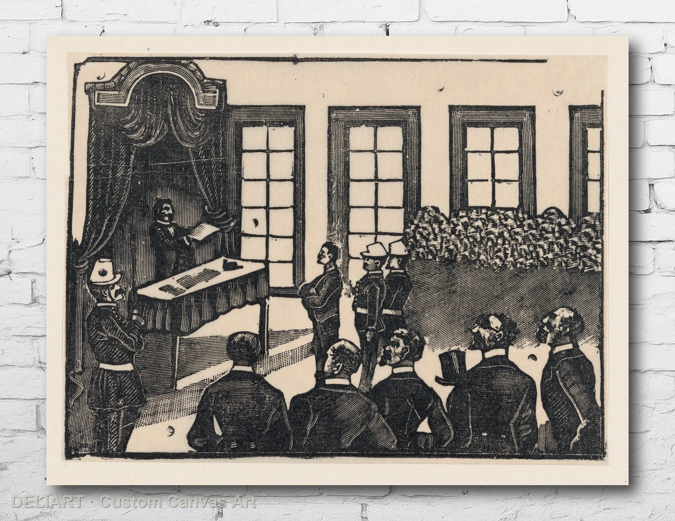 

A courtroom scene by José Guadalupe Posada - Vintage Travel Art Canvas Wall Art Poster Print Vintage Home Decor Unframed