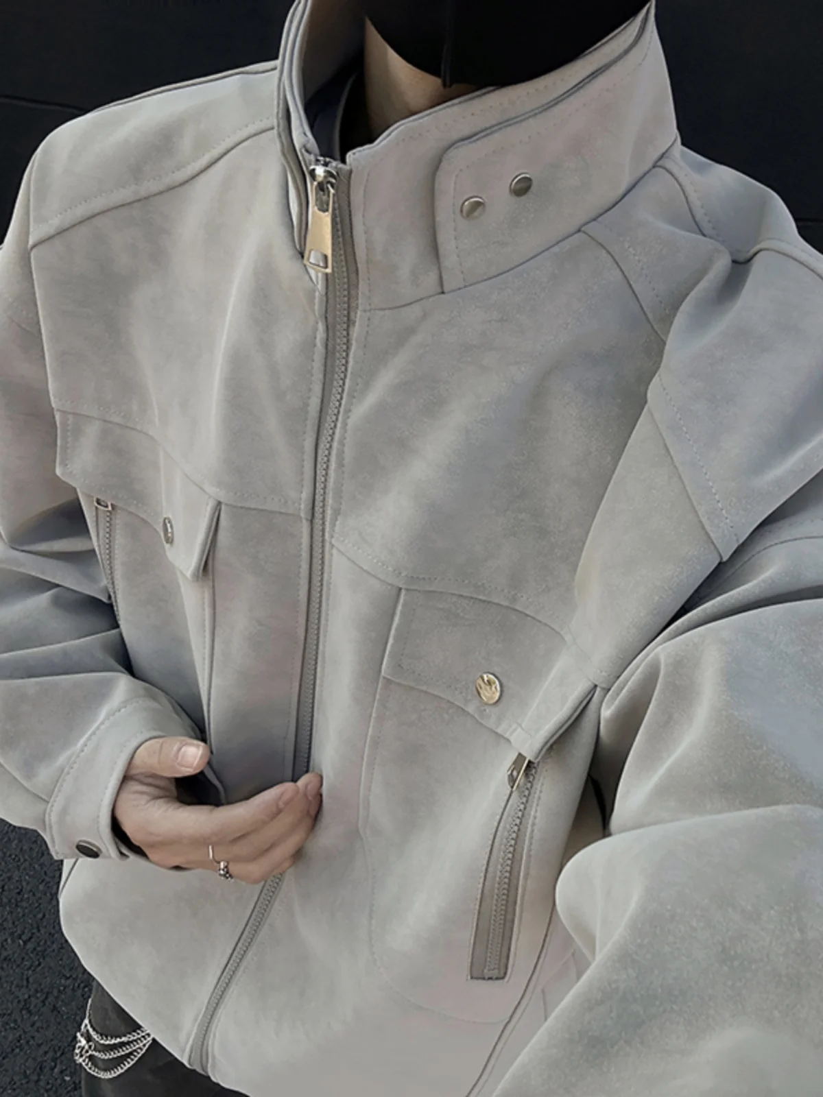 

American Sle Retro Workwear Jaet Men's Spring Cleanfit Harlington Flight Jaet Cool Stand Collar Baseball orm