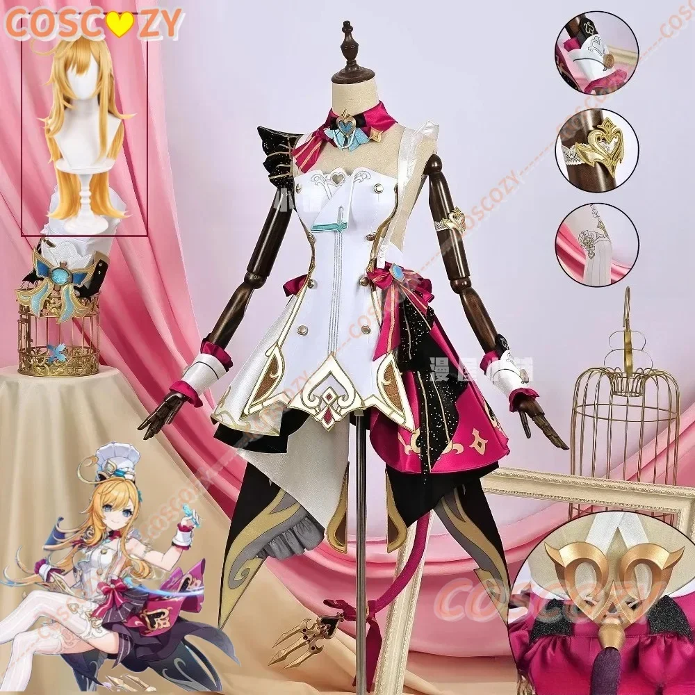 

CosplayXS-2XL Escoffier Genshin Cosplay Anime Game Genshin Impact Cosplay Maid Wig Tail Halloween Party Outfits for Girls