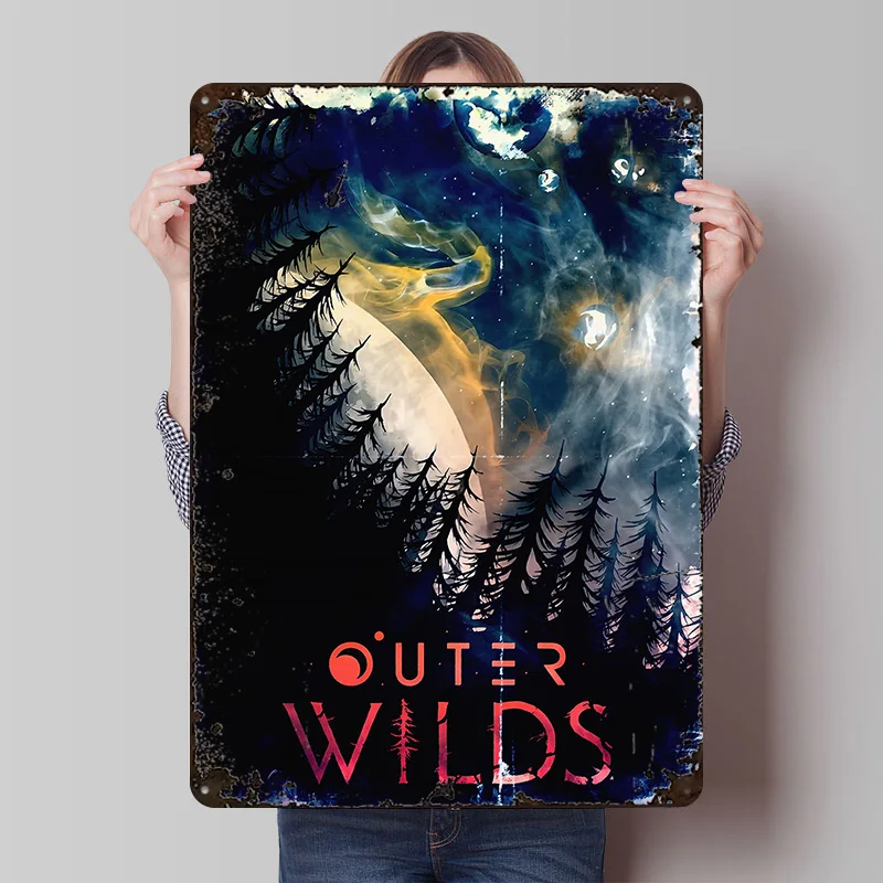 Outer Wilds Game Poster Customized Vintage Metal Signs Wall Art Retro Tin Plaque for Gaming Room Decoration Cozy House Wand Deko