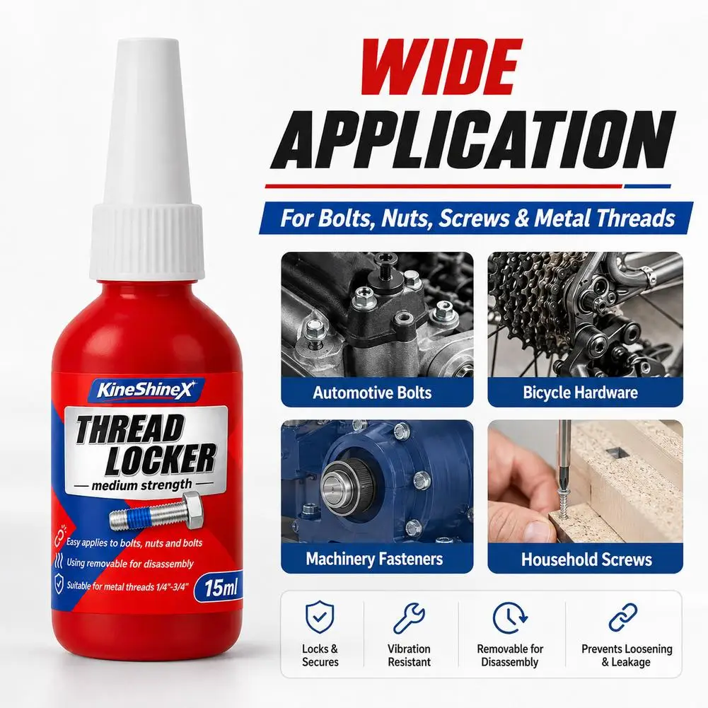 15ml Medium Strength Blue Thread Locker Liquid Anaerobic Threadlocker Adhesive Anti Vibration Bolt Nut Lock Glue For Car