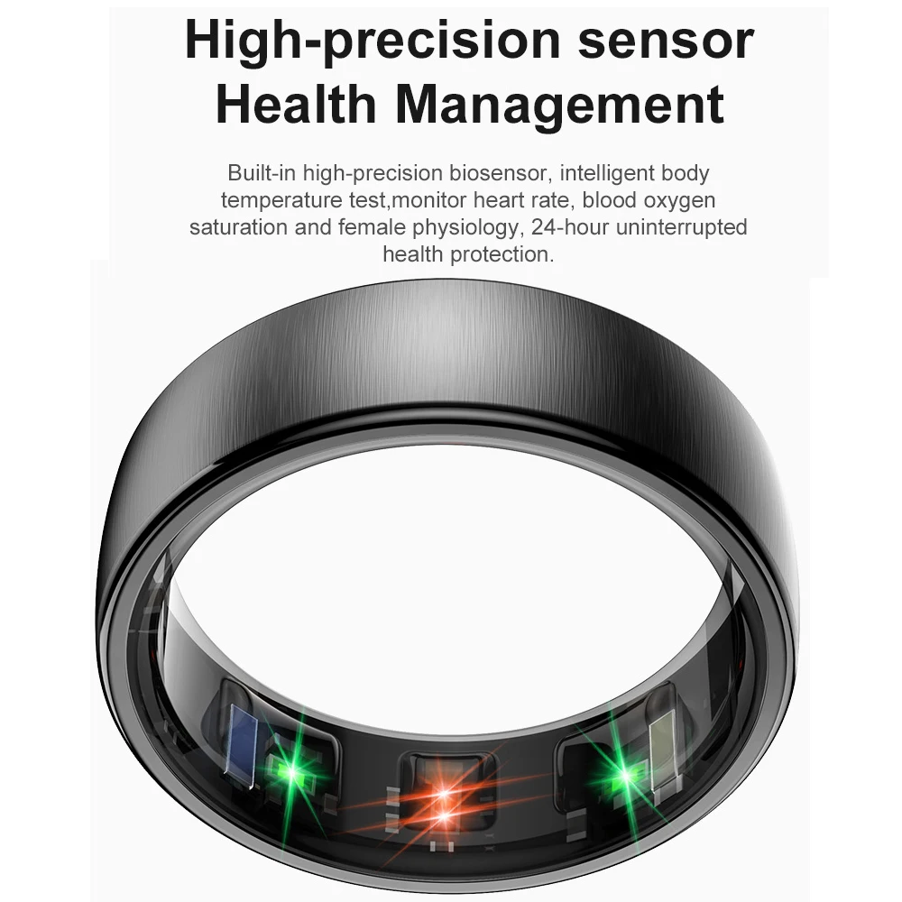 R10 جهاز تعقب للياقة البدنية الصحة الذكية الدائري HRV معدل ضربات القلب الأكسجين في الدم المزدوج PD رقاقة 5ATM مقاوم للماء السباحة ذكي البنصر