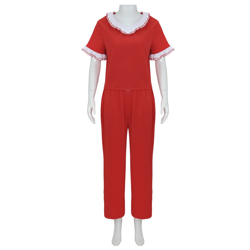 Vintage Night Sally Red Suit Cosplay Halloween Horror Party Stage Costume