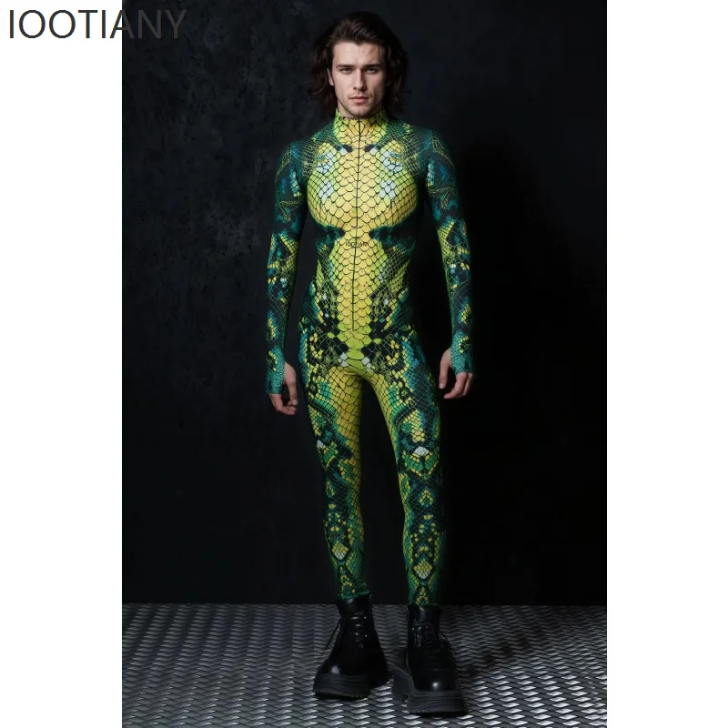 

IOOTIANY Green Snake Bodysuit Men's Sexy Zentai Suit Animal Bodysuit Halloween Carnival Party Cosplay Stage Performance Costume