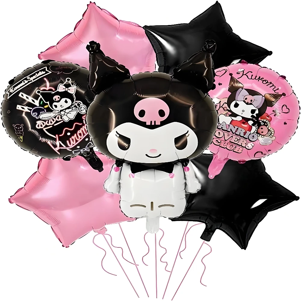 Set di palloncini Sanrio Kuromi da 7 pezzi Tema Kawaii Palloncini viola neri Decorazioni per feste per compleanno Forniture per cosplay di Halloween