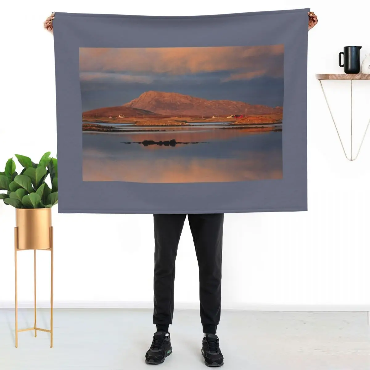 Sunset Reflection North Uist. Western Isles. Scotland. Throw Blanket Plaid Soft Beds Cute Summer Beddings Weighted Blankets