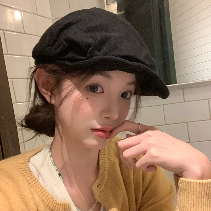 charn-kiond-collaborative-beret-hat-asymmetric-design-newsboy-cap-trendy-women's-forest-system-hat