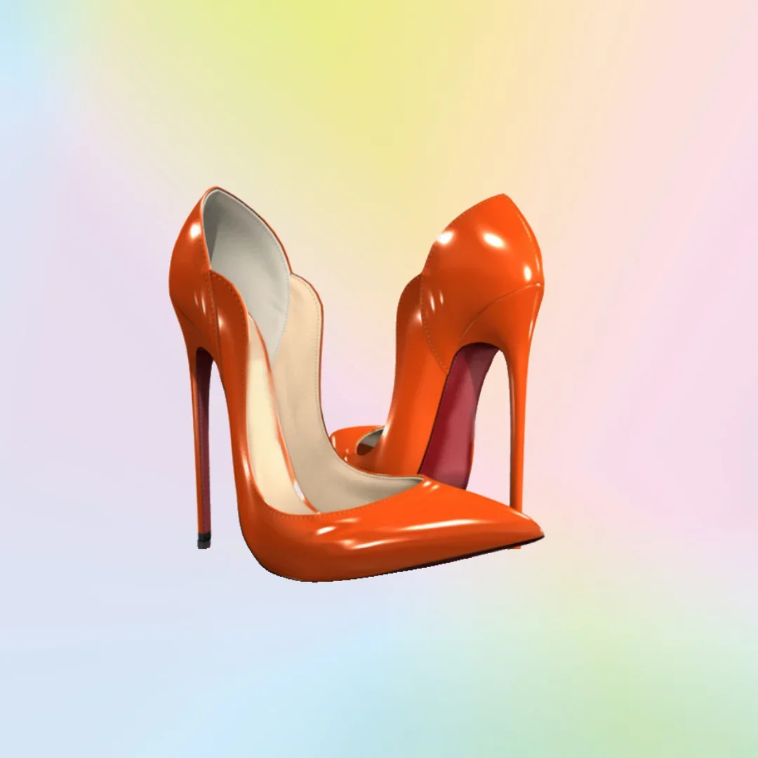 

Orange Patent Leather Shallow Pumps Slip on Supper Heel Thin Heel Shoes for Women Pu Leather High Heels 2025 Zapatos Para Mujere