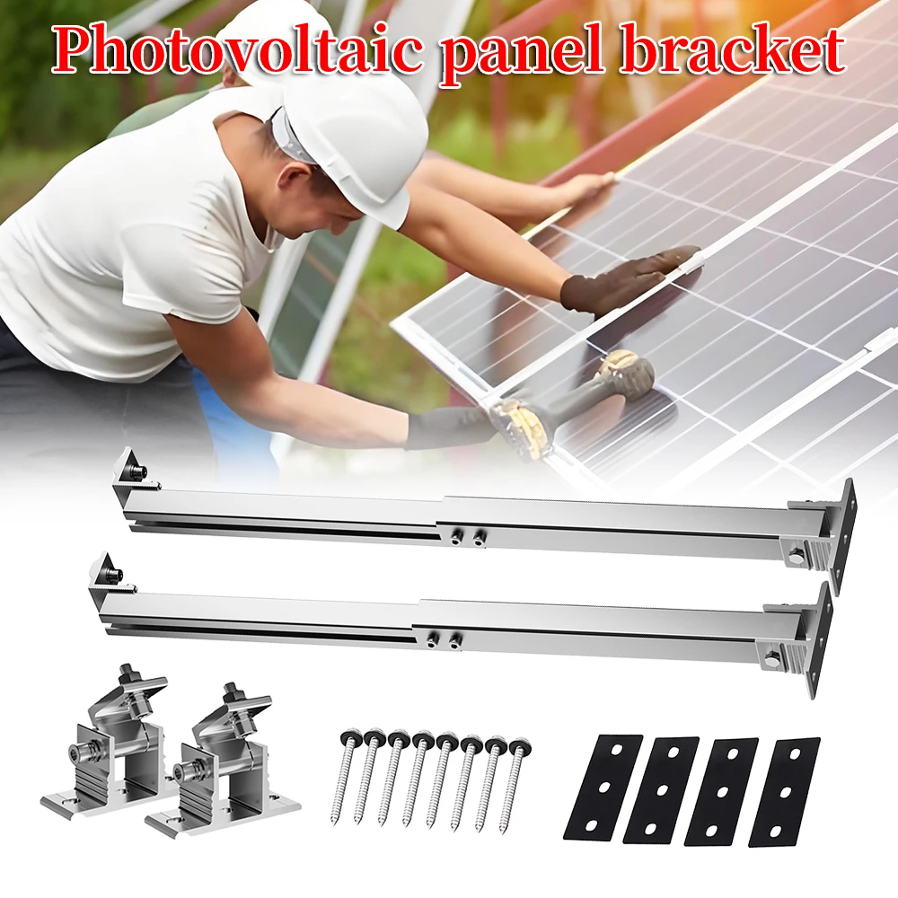 

Solar Panel Racking RV Tilt 15-30 Degrees Solar Mount Brackets Roof Flat Surface Adjustable Thicken alloy material Foot Frame