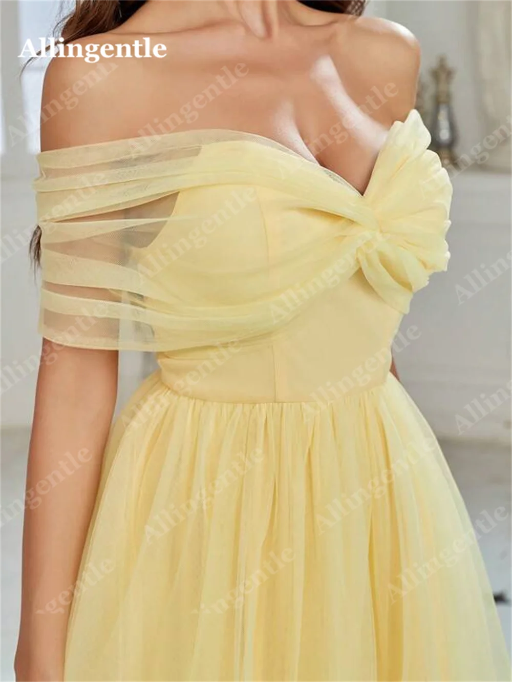 Elegant Woman Formal Evening Dress with Slit Tulle Off Shoulder Sweetheart A-Line Wedding Party Gowns Floor Length Customized
