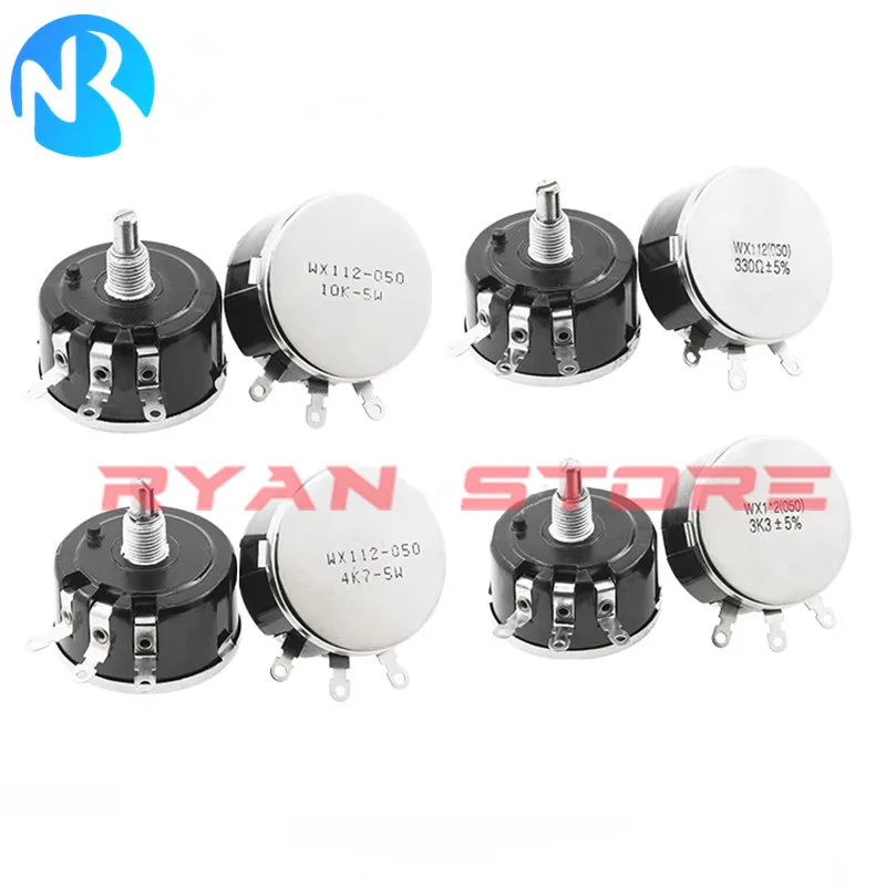 1PCS WX112 5W WX050 Single-Turn Wirewound Potentiometer WX14-12 3W 100R 220R 330R 470R 1K 2K2 3K3 4K7 5K6 6K8 10K 22K 47K ohm