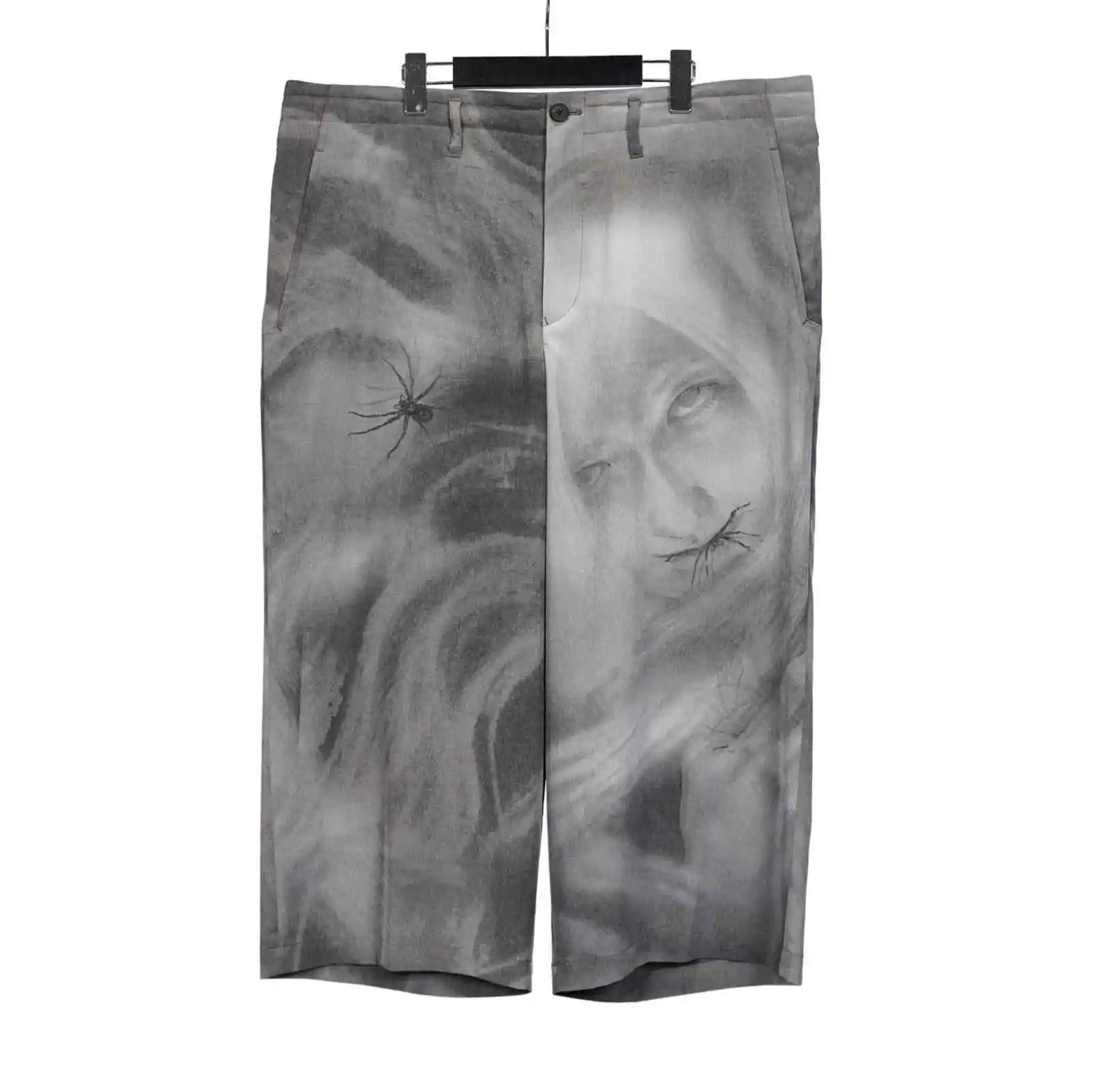 

TOP-YAMAMOTO Японский оригинальный дизайн Темные и нишевые шелковые девятидюймовые брюки с узором паука