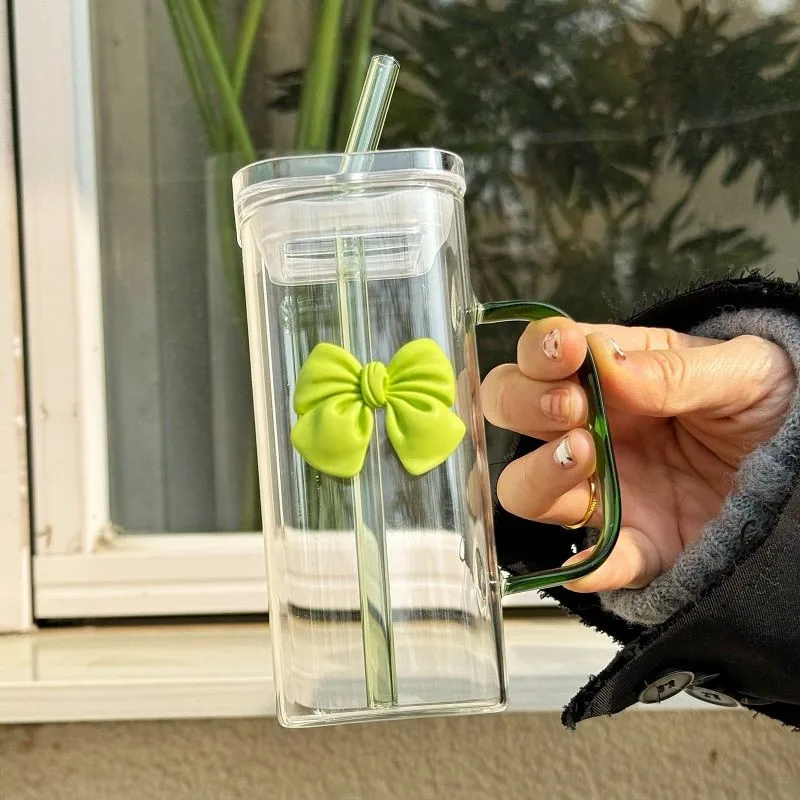 Tazza da caffè ghiacciata Nespresso con cannuccia tazza da fiocco carina tazza di vetro per bevande estive bicchiere da acqua con manico regalo per