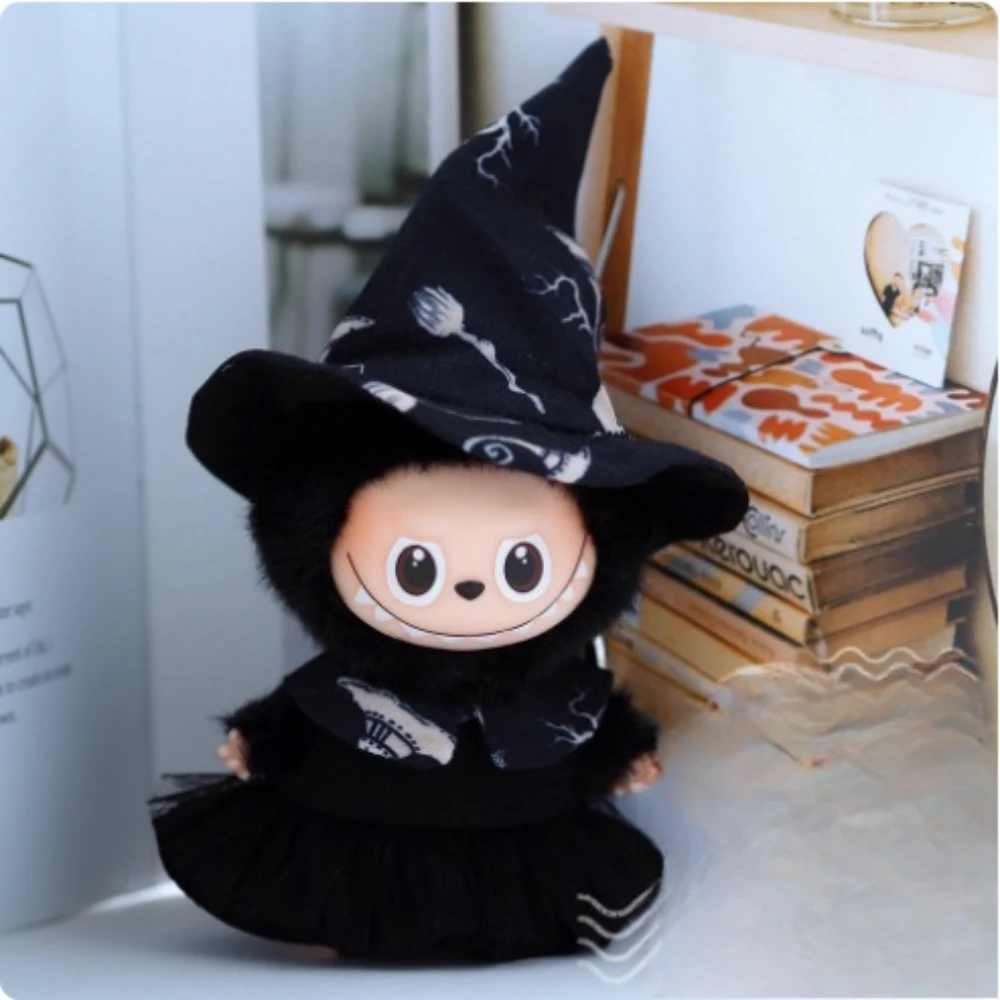 

4,0 мини-одежда Labubu, плащ, накидка, комплект, жуткий костюм, наряд ведьмы, праздничная одежда, аксессуары для кукол, подарок на Рождество и Хэллоуин