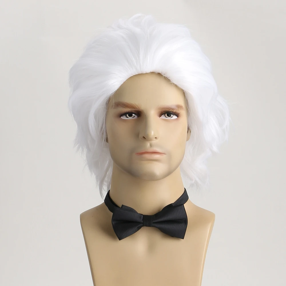 Men\'s Wig Versatile Comic Cos Fake Hair Silver White Short Hair Men Party For Carnivals Short White Synthetic Wig Cosplay Wigs