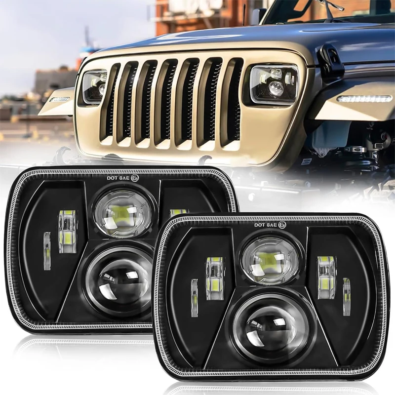 

5x7-дюймовая светодиодная фара с дальним/ближним светом DRL Square для YJ Cherokee XJ Trucks, налобный фонарь 110 Вт, аксессуар для рабочего освещения