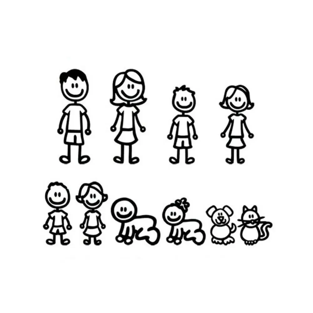 Funny Funny Family Member Figure Pet Dog Cat People Cartoon Cute Car Decor Sticker Decal for Window Door Decoration - Aliexpress Deal