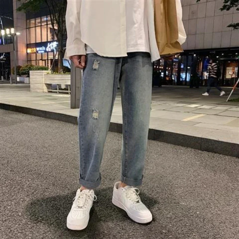 남성용 스트레이트 진 Y 2k 빈티지 고품질 2025 바지 패션 코튼 XS 한국 가을 오리지널 저렴한 남성 카우보이 바지