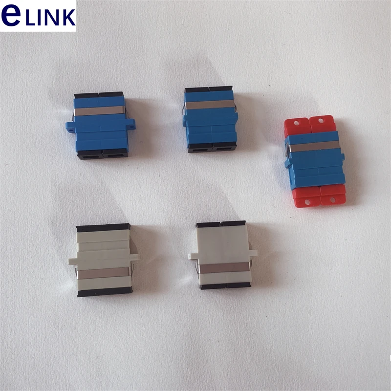 fiber adapter SC DX flangeless duplex SM MM APC OM3 OM4 OM5 blue green gray aqua optical fiber coupler red connector