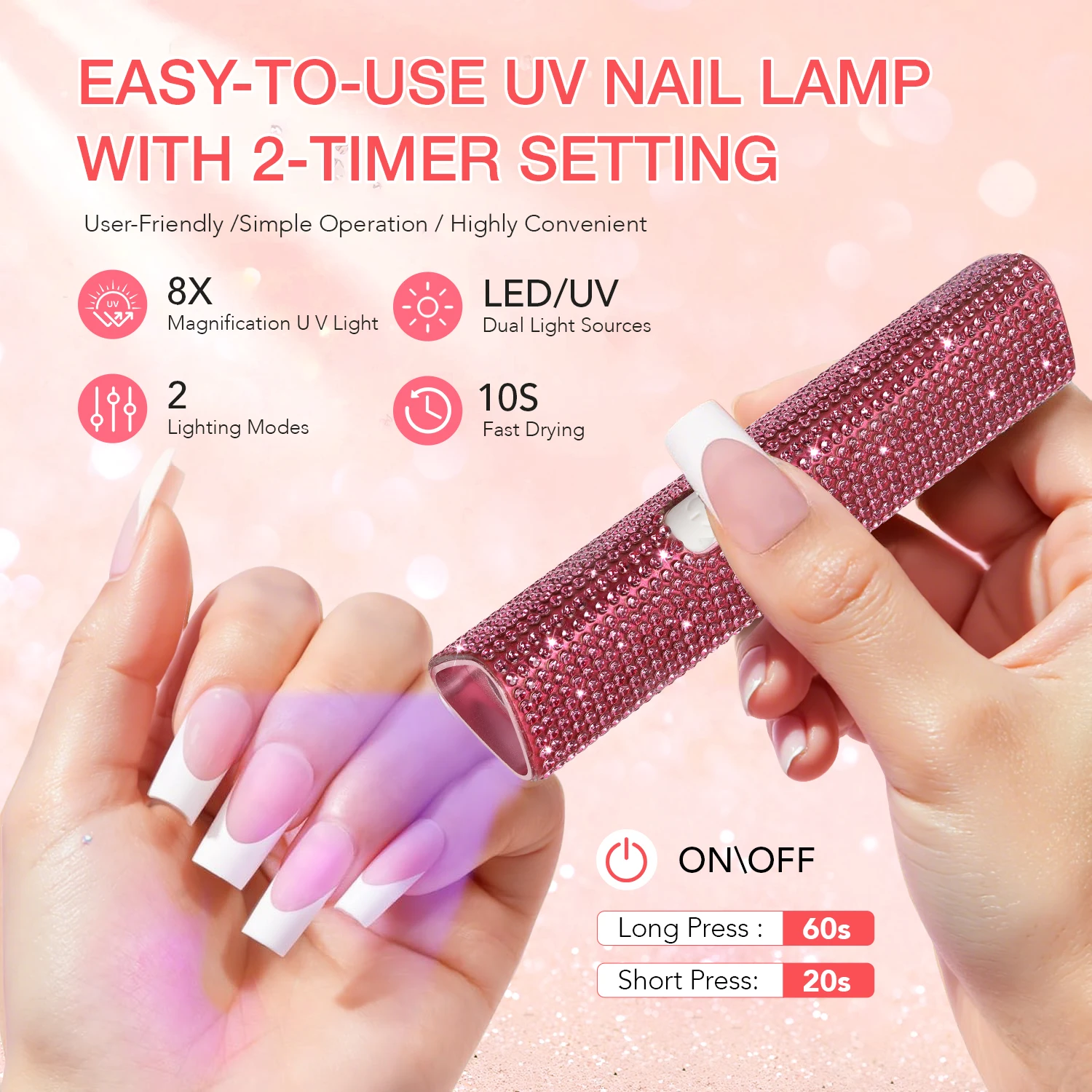 เครื่องอบเล็บเจลแบบพกพา – เครื่องอบเล็บ LED ขนาดเล็กแบบชาร์จไฟได้ พร้อมขาตั้งสำหรับใช้ในงานทำเล็บมืออาชีพ