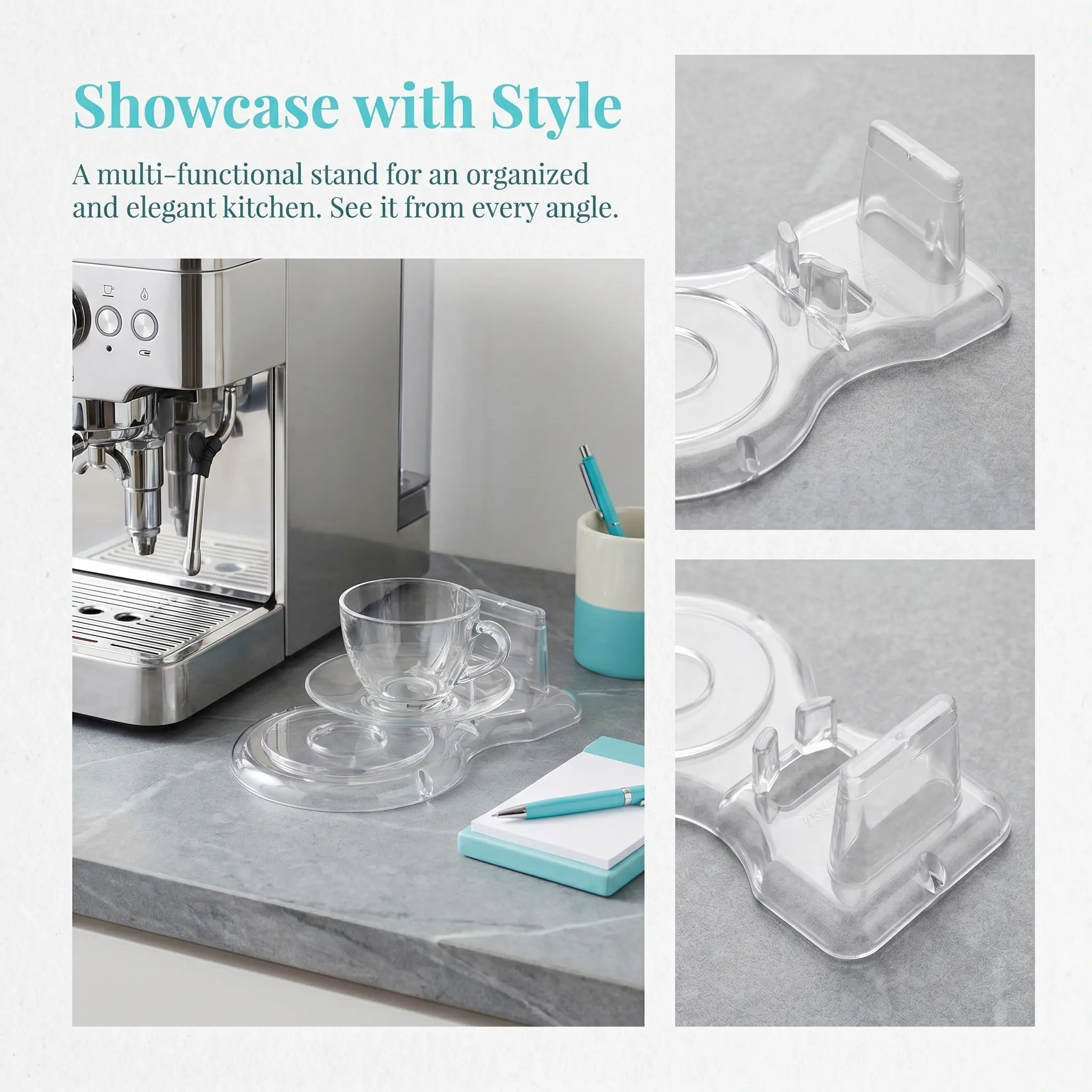 1Pcs Coffee Cup Display Rack Acrylic Transparent Saucer Holder Organizer Stand Kitchen Dining Room Storage Acrylic Cup Stand