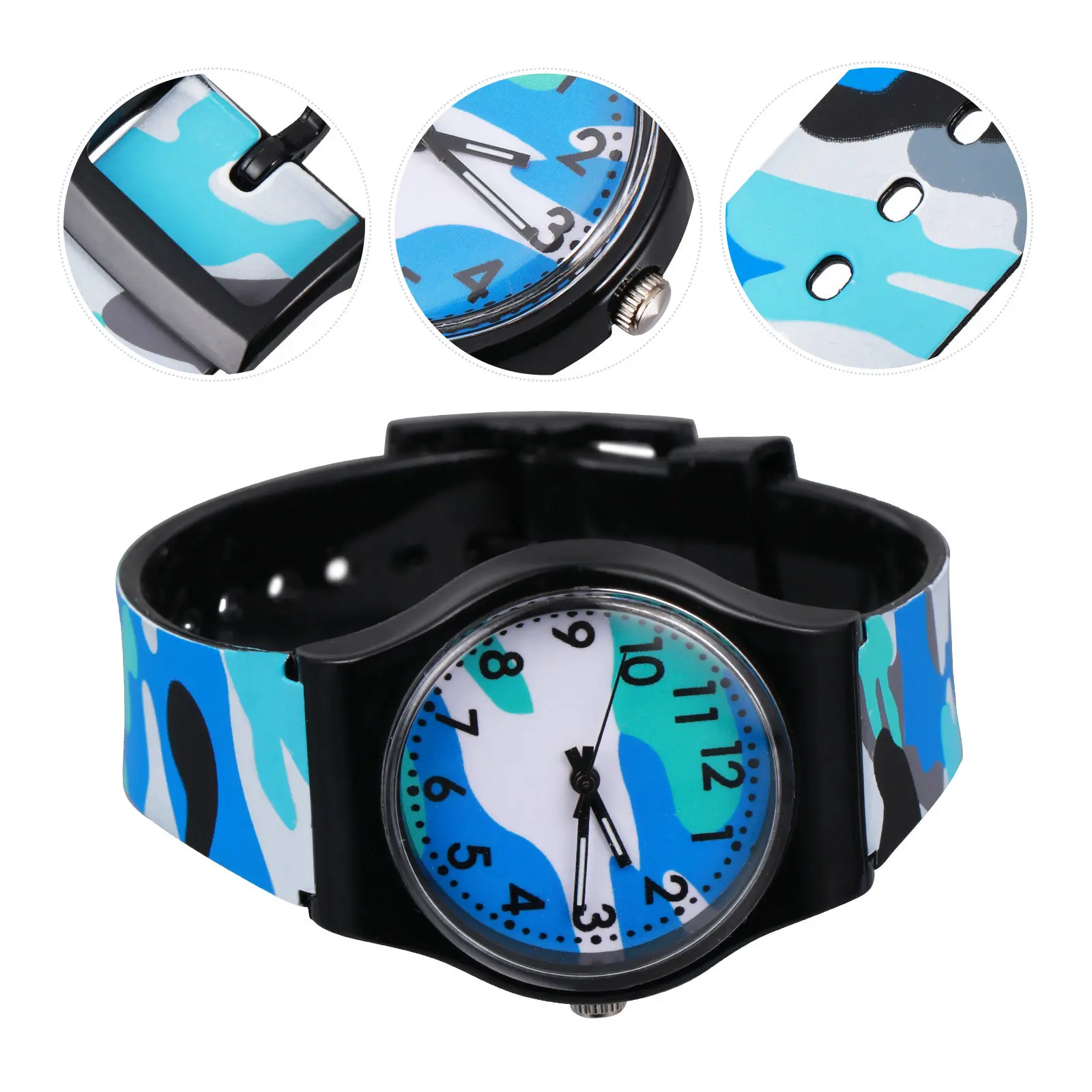 

1 шт. детские часы с камуфляжным рисунком, легкие, в мультяшном стиле, с крупными цифрами, легко читаемые, для детей, мальчиков и девочек, для школы и путешествий