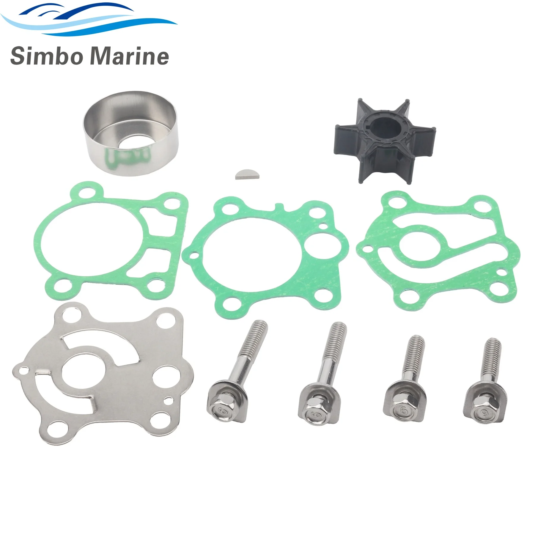 

Water Pump Impeller Repair Service Kit for Yamaha Marine 25 30 HP 2 Stroke 3 Cyl Outboard Engines 6J8-W0078-01 6J8-W0078-A1