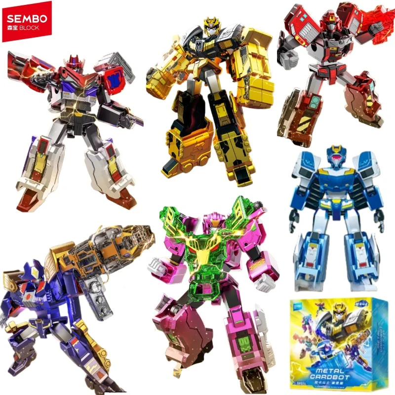 

SEMBO BLOCK Metal Cardbot Building Blocks Fighter Mech Assembly Toys Gilded Edition Blaze Asura Action Model Decorative Gift