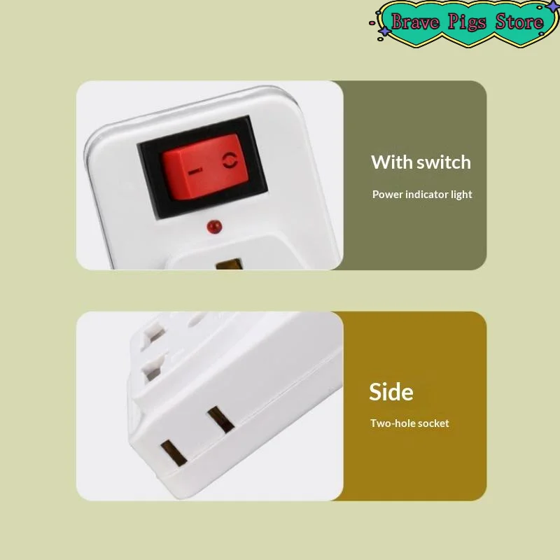 [HM]Universal US Extension Socket 2 Way Wall Power Outlet Plug Adapter Converter With Switch 6A 250V With Switch Indicator Ligh