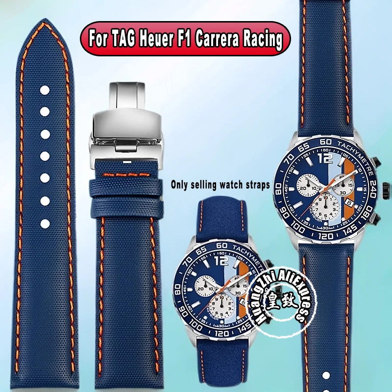 For TAG HEUER Racing F1 Aquaracer Carrera Leather Nylon Watch Strap 20mm 21mm 22mm 23mm 24mm Men Blue Water Ghost Watch Band