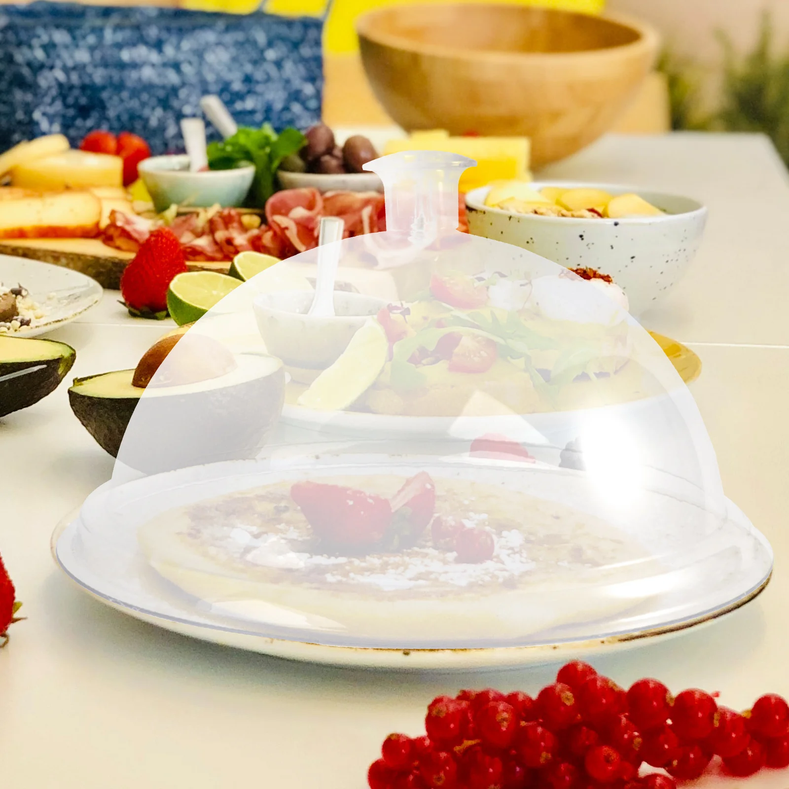 

1Pcs Acrylic Food Tent 8-Inch 21cm Transparent Lid for Home Bread Dessert Dish Heat Concentration Even Cooking Dustproof