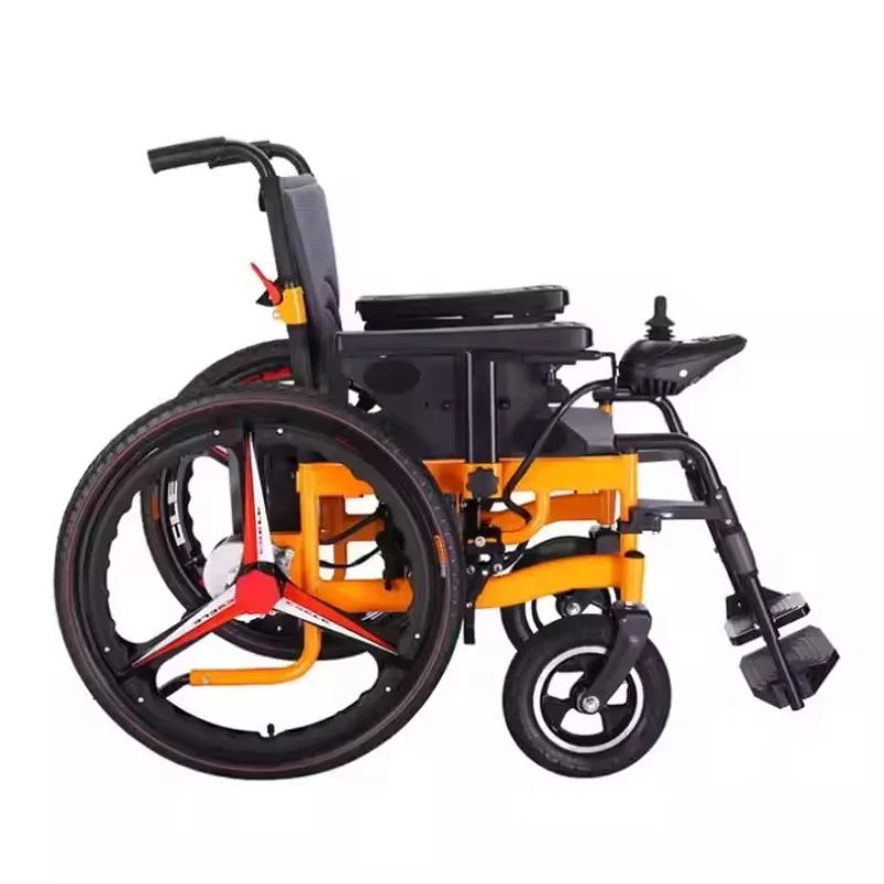 24V 12Ah Battery Folding Electric Automatic Travel Outdoor Steel Wheelchair for Handicapped