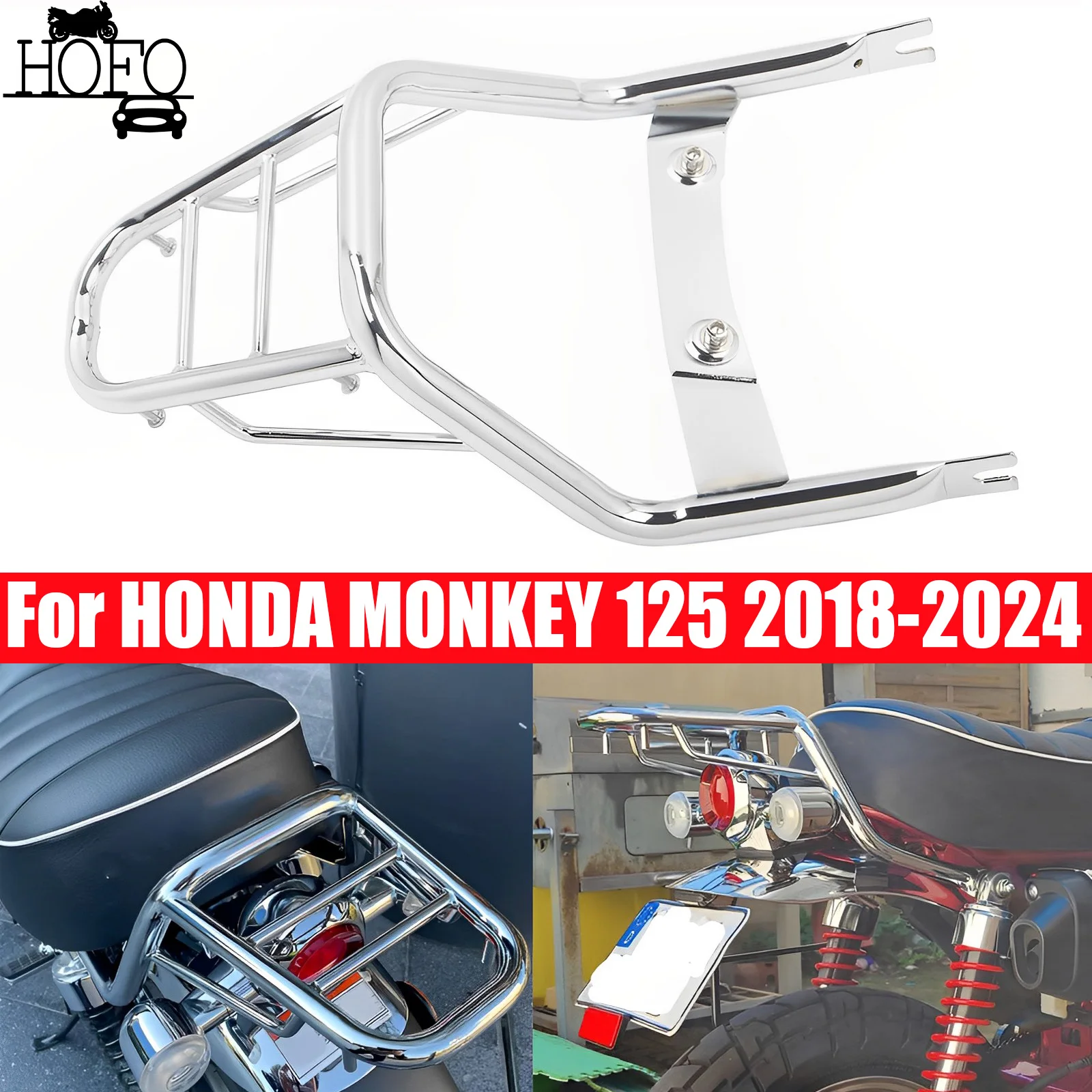 

Motorcycle Rear Luggage Rack Moto Chrome Tail Rack Carrier Bracket Kit New Cafe Racer Parts For Honda Z125 Monkey 125 2018-2022