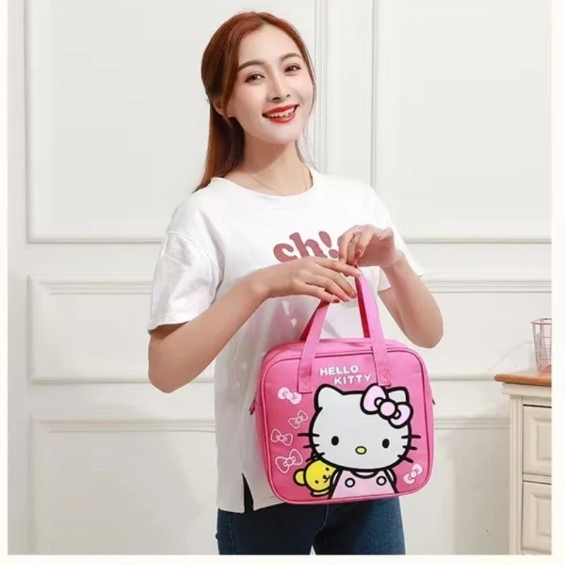 2023 Sanrio Hello Kitty Lunch Bag bambini Picnic grande capacità Kawaii Thermal posate Storage sacchetto cosmetico ragazze studente regalo