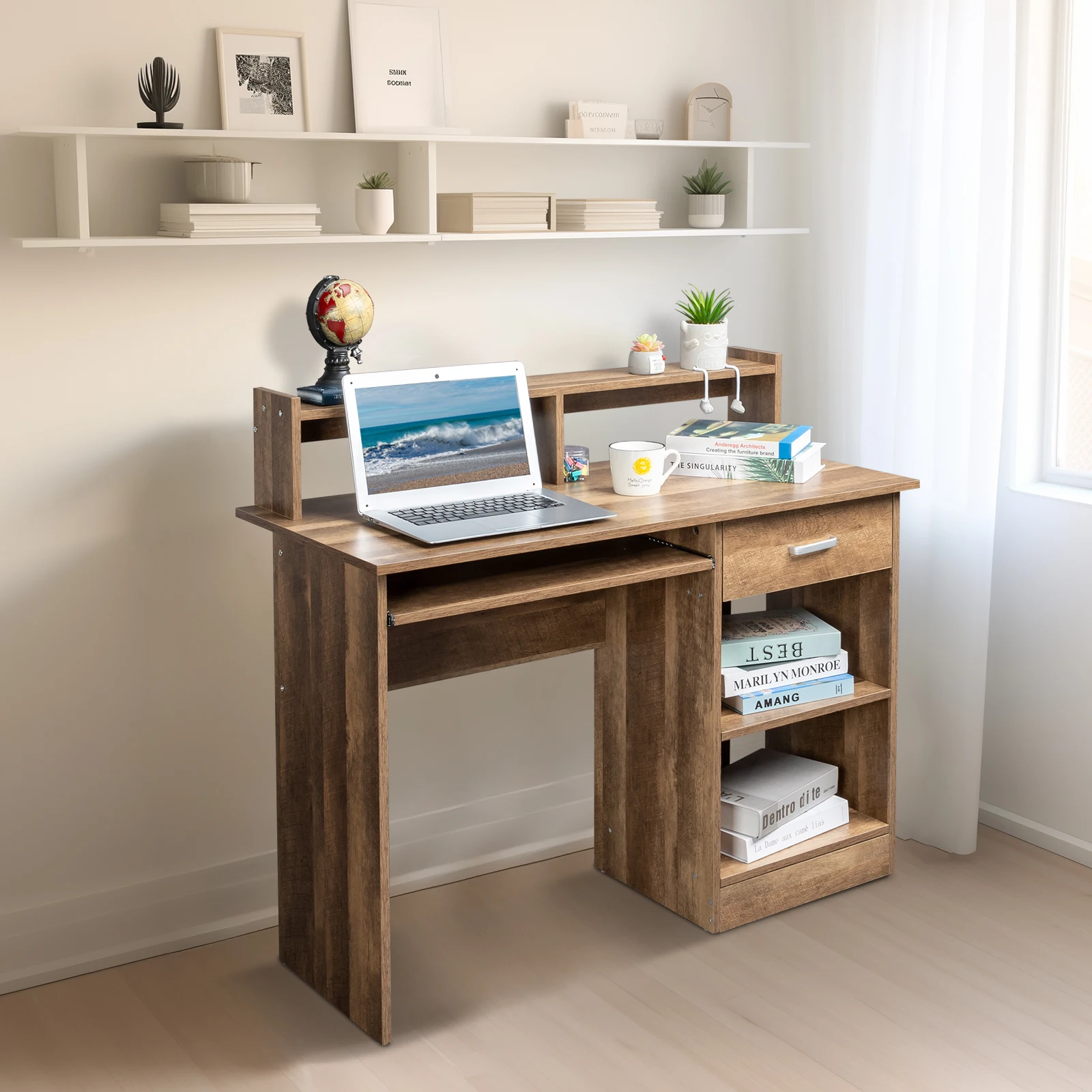 General Style Modern P2 15MM Chipboard Computer Desk Brown