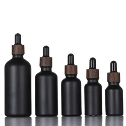 10PCS Frosted Black Glass Dropper Bottles Bright Glass Empty Dripper Pipette Bottle Plastic Lid for Essential Perfume Oil Serum