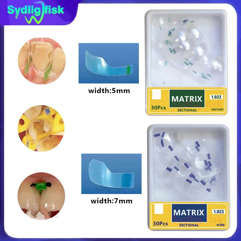 30/60Pc Dental Clear Matrix Polyester Transparent Sectional Contoured Matrices Matrix 5mm/7mm Dentist Tooth Restoration Material