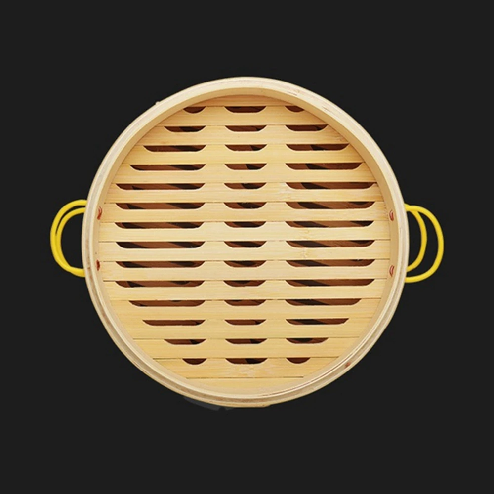 

Healthy Wooden Cooking Cookware with Handle Cover Fish Cage Bamboo Steamer Kitchen Tool Basket