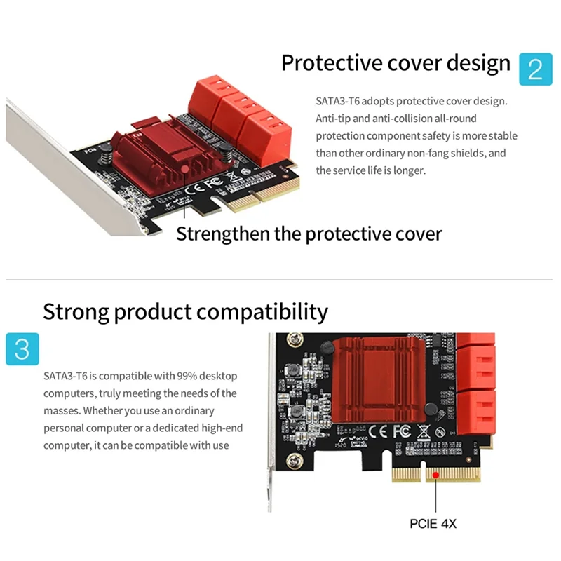 

Высоко рекомендуемая 6-портовая плата расширения контроллера Pci Express Sata ASM1166 для жесткого диска SSD с кронштейном 8 см/12 см