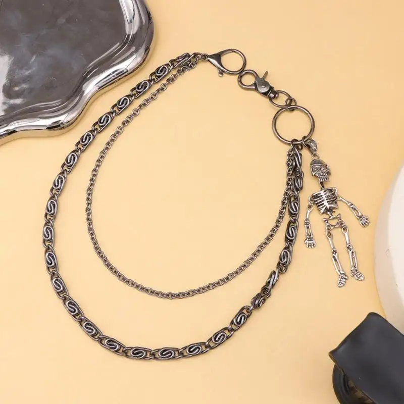 652F Metall Jeans Kette mit Schädel Anhänger Charme Taille Kette Für Mode Punk Rock Hiphop Straße Tragen Taille Zubehör