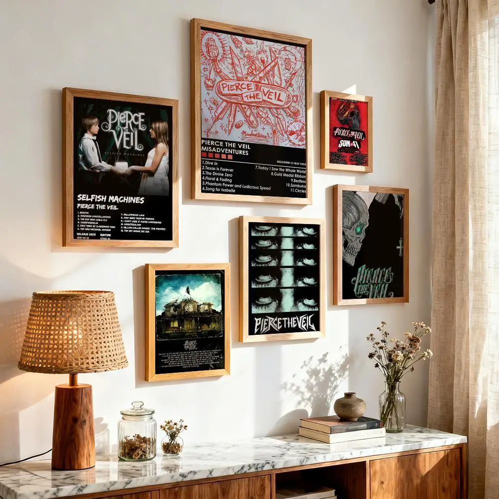 Band P-Pierce The Veil Painting Calligraphy Aesthetic Canvas Wall Poster Modern Room Bedroom Cafe Wall Artwork